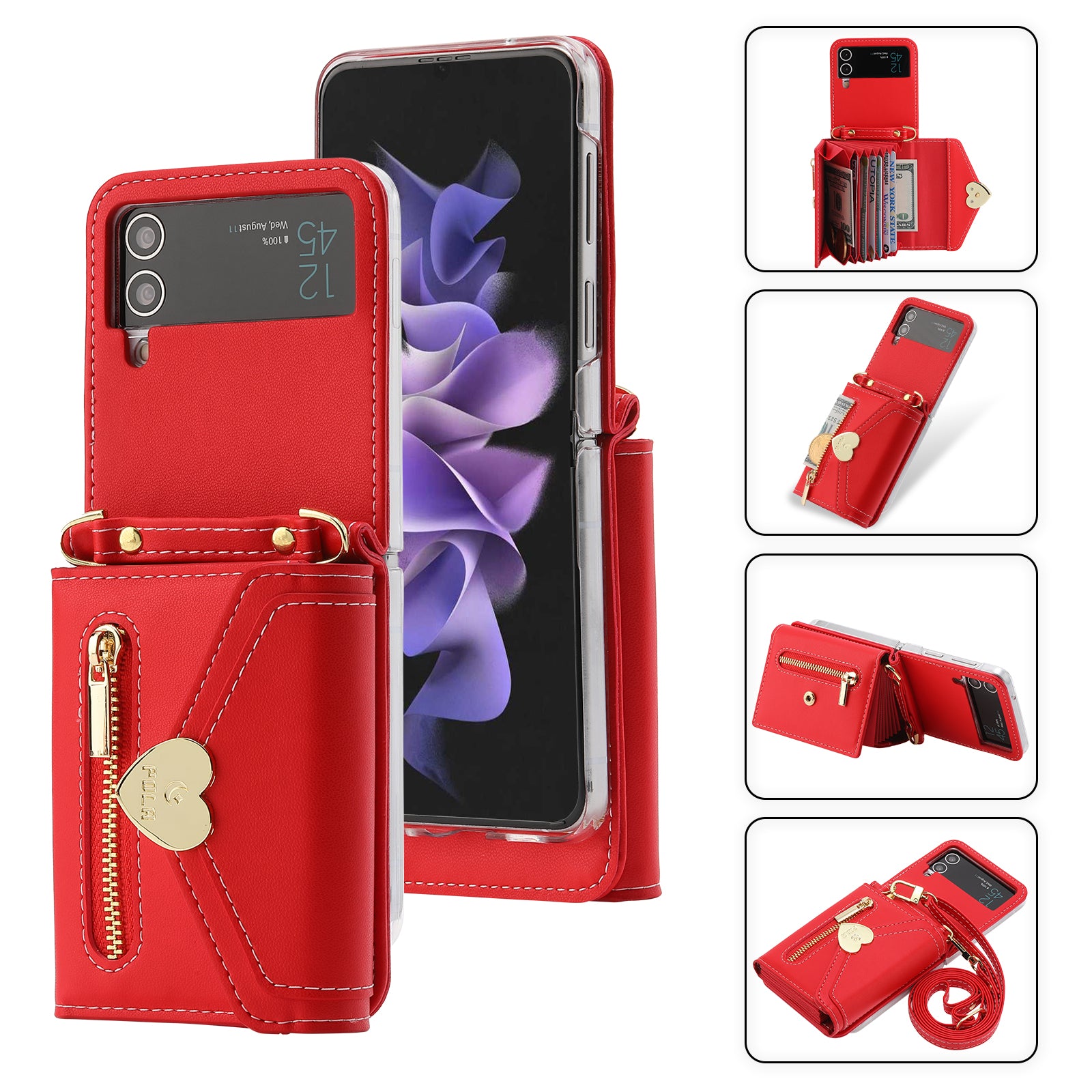 POLA For Samsung Galaxy Z Flip4 5G PU Leather Credit Holder Phone Case Wallet Kickstand Zipper Pocket Cover POLA For Samsung Galaxy Z Flip4 5G PU Leather Credit Holder Phone Case Wallet Kickstand Zipper Pocket Cover
